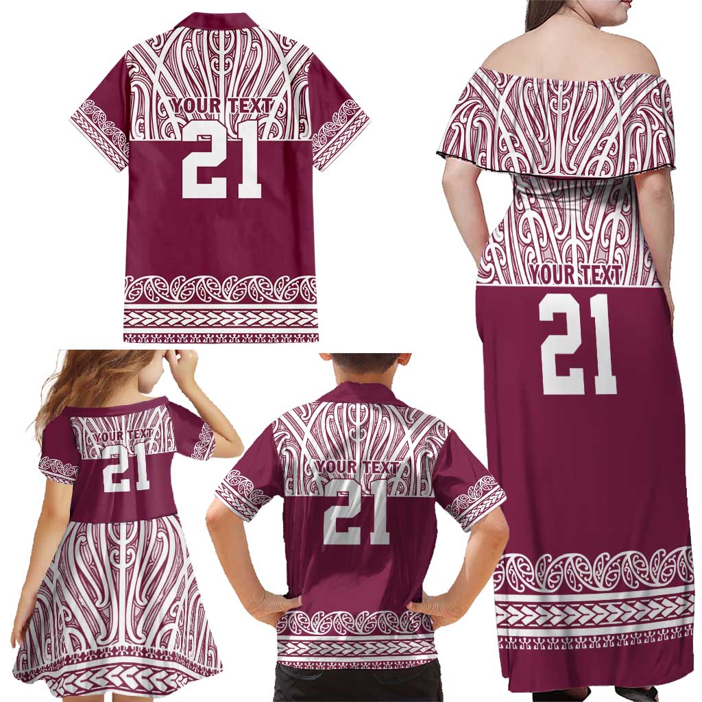 Queensland Maori Nga Hau E Wha Custom Family Matching Off Shoulder Maxi Dress and Hawaiian Shirt Polynesian Maori Tribal Pattern
