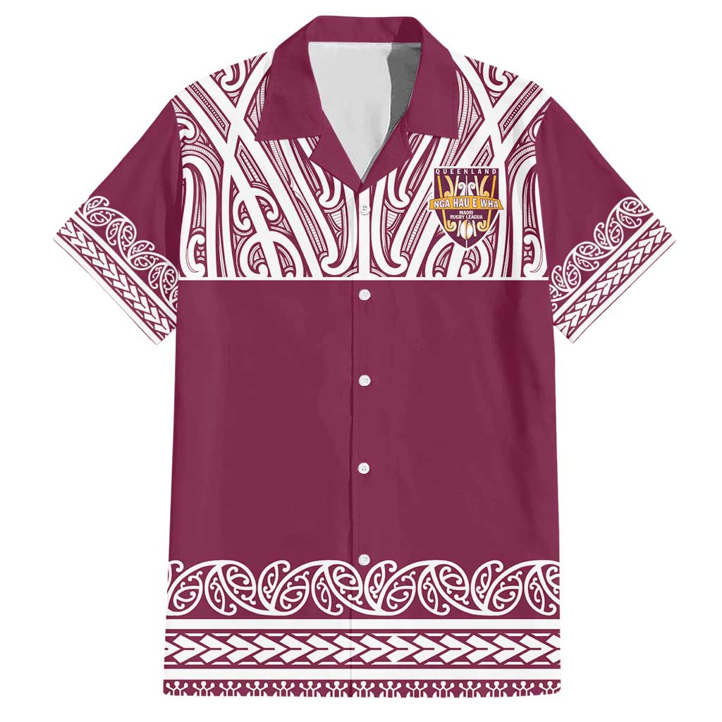 Queensland Maori Nga Hau E Wha Custom Hawaiian Shirt Polynesian Maori Tribal Pattern