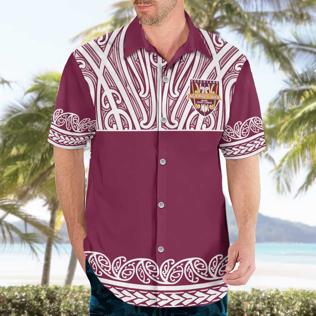 Queensland Maori Nga Hau E Wha Custom Hawaiian Shirt Polynesian Maori Tribal Pattern