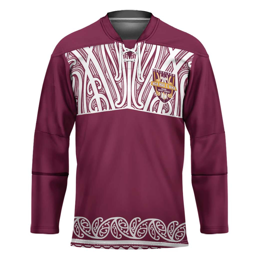 Queensland Maori Nga Hau E Wha Custom Hockey Jersey Polynesian Maori Tribal Pattern - Polynesian Pride