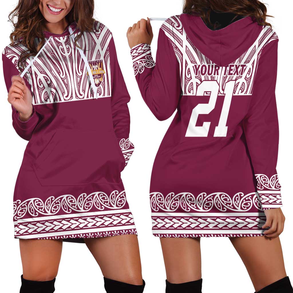 Queensland Maori Nga Hau E Wha Custom Hoodie Dress Polynesian Maori Tribal Pattern