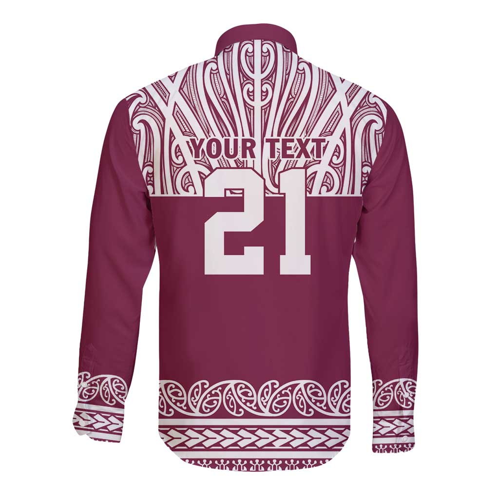 Queensland Maori Nga Hau E Wha Custom Long Sleeve Button Shirt Polynesian Maori Tribal Pattern