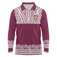 Queensland Maori Nga Hau E Wha Custom Long Sleeve Polo Shirt Polynesian Maori Tribal Pattern