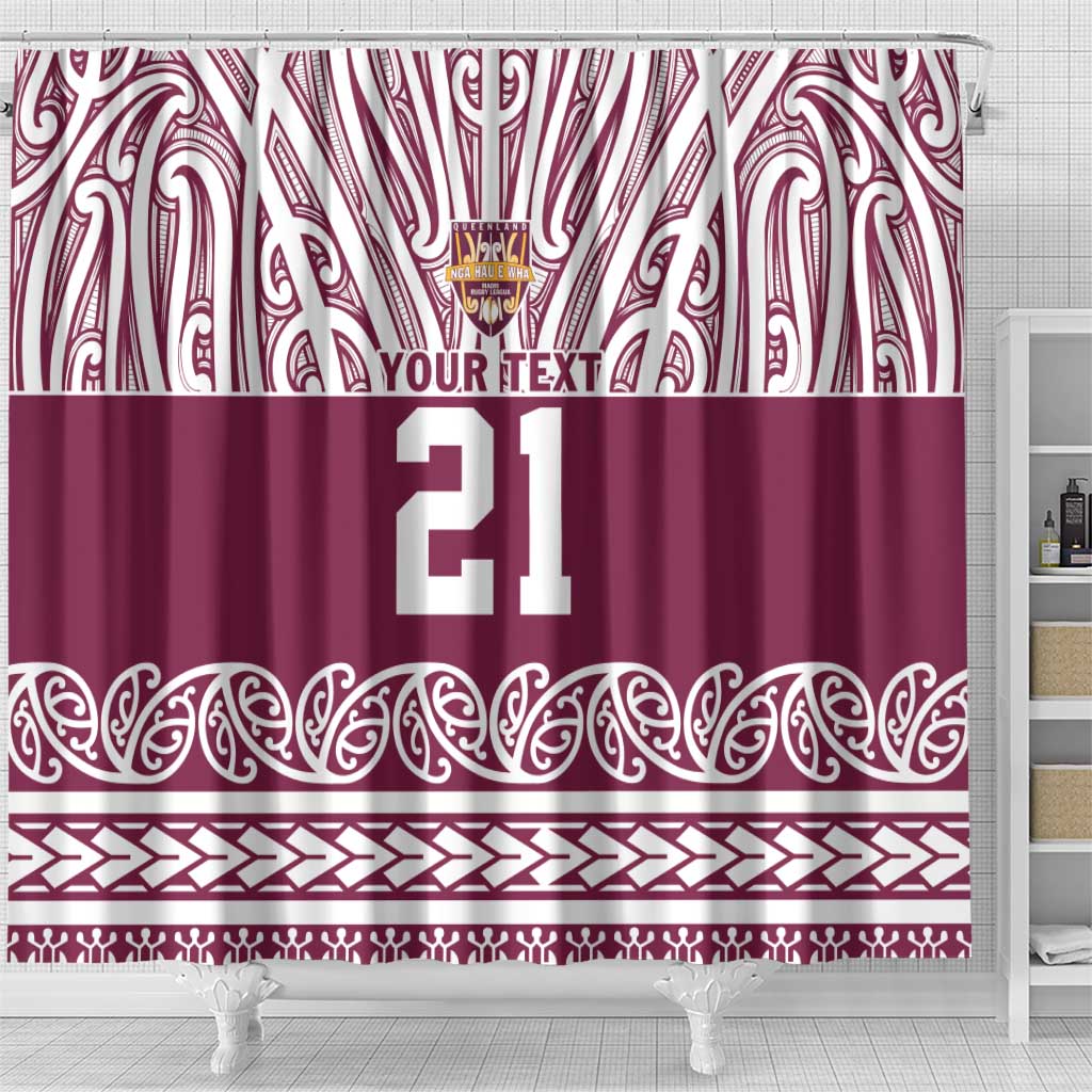 Queensland Maori Nga Hau E Wha Custom Shower Curtain Polynesian Maori Tribal Pattern