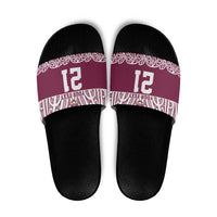 Queensland Maori Nga Hau E Wha Custom Slide Sandals Polynesian Maori Tribal Pattern LT9 Maroon - Polynesian Pride