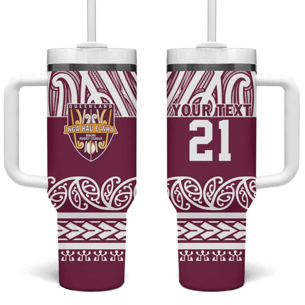 Queensland Maori Nga Hau E Wha Custom Tumbler With Handle Polynesian Maori Tribal Pattern