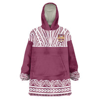 Queensland Maori Nga Hau E Wha Custom Wearable Blanket Hoodie Polynesian Maori Tribal Pattern