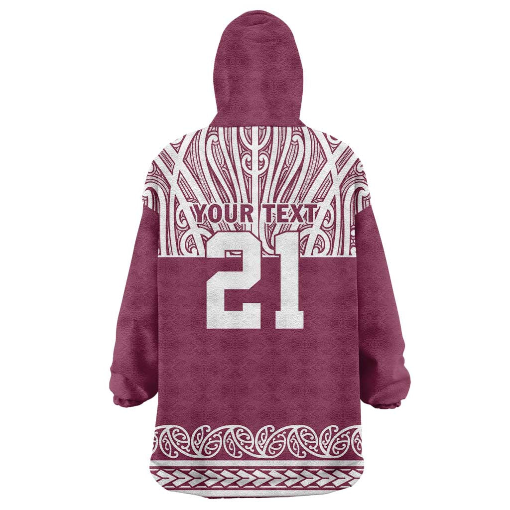 Queensland Maori Nga Hau E Wha Custom Wearable Blanket Hoodie Polynesian Maori Tribal Pattern