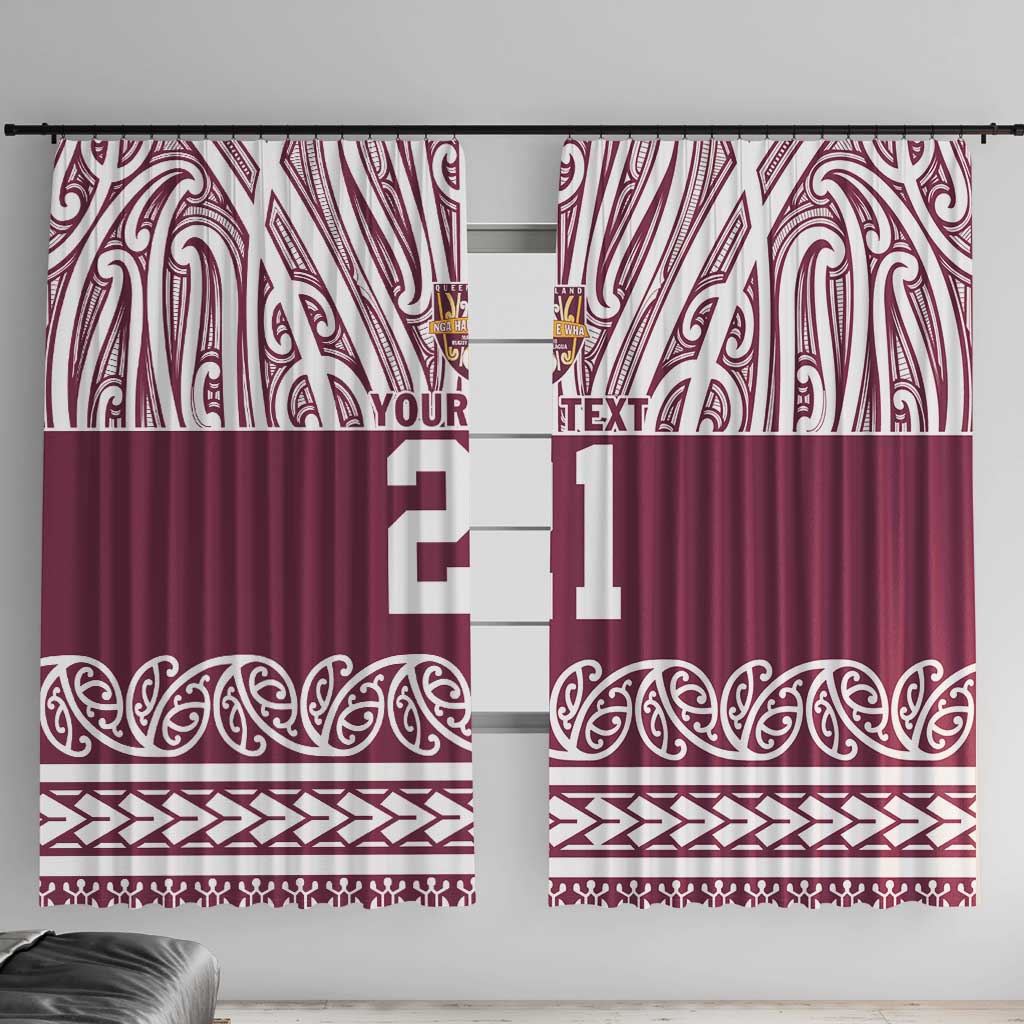 Queensland Maori Nga Hau E Wha Custom Window Curtain Polynesian Maori Tribal Pattern