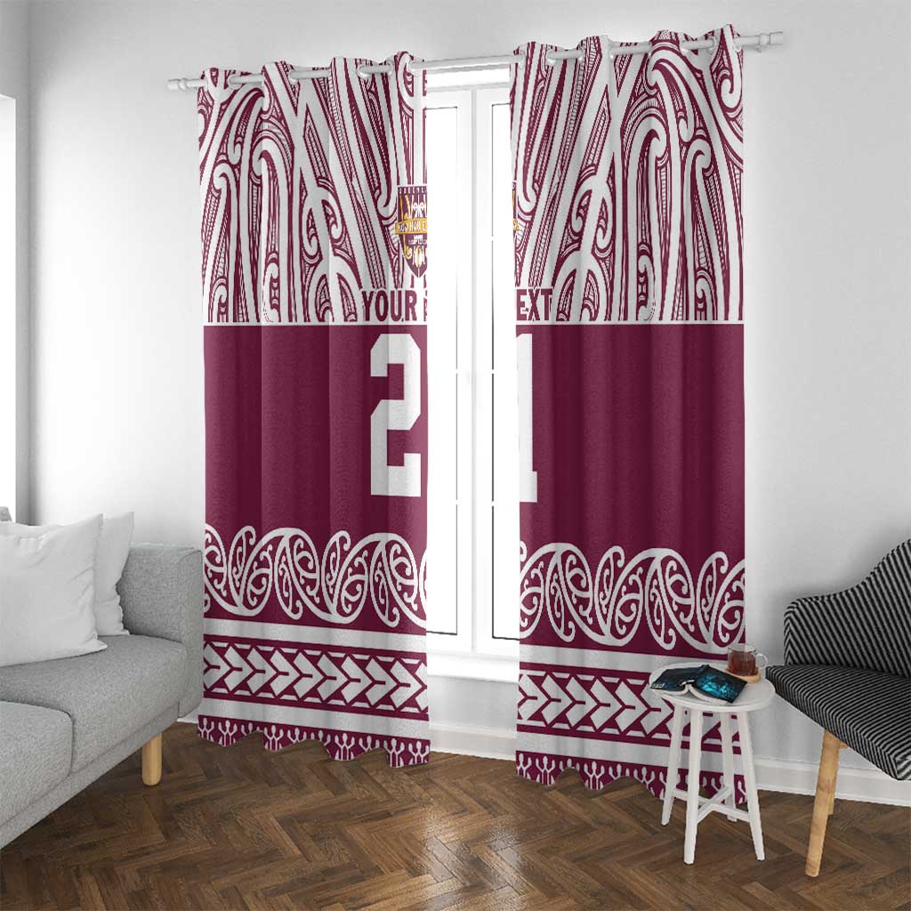 Queensland Maori Nga Hau E Wha Custom Window Curtain Polynesian Maori Tribal Pattern LT9 With Grommets Maroon - Polynesian Pride