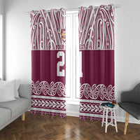 Queensland Maori Nga Hau E Wha Custom Window Curtain Polynesian Maori Tribal Pattern LT9 With Grommets Maroon - Polynesian Pride