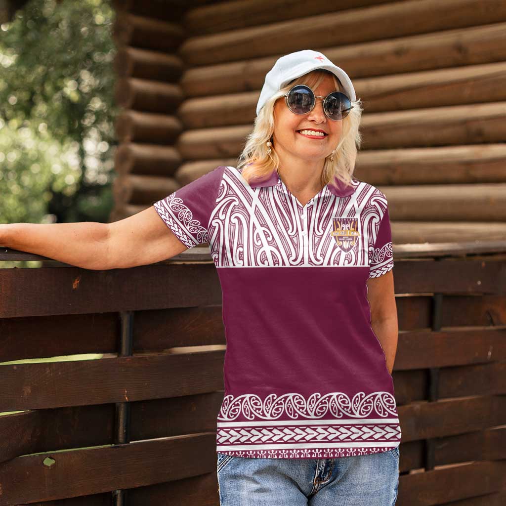 Queensland Maori Nga Hau E Wha Custom Women Polo Shirt Polynesian Maori Tribal Pattern