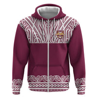Queensland Maori Nga Hau E Wha Custom Zip Hoodie Polynesian Maori Tribal Pattern