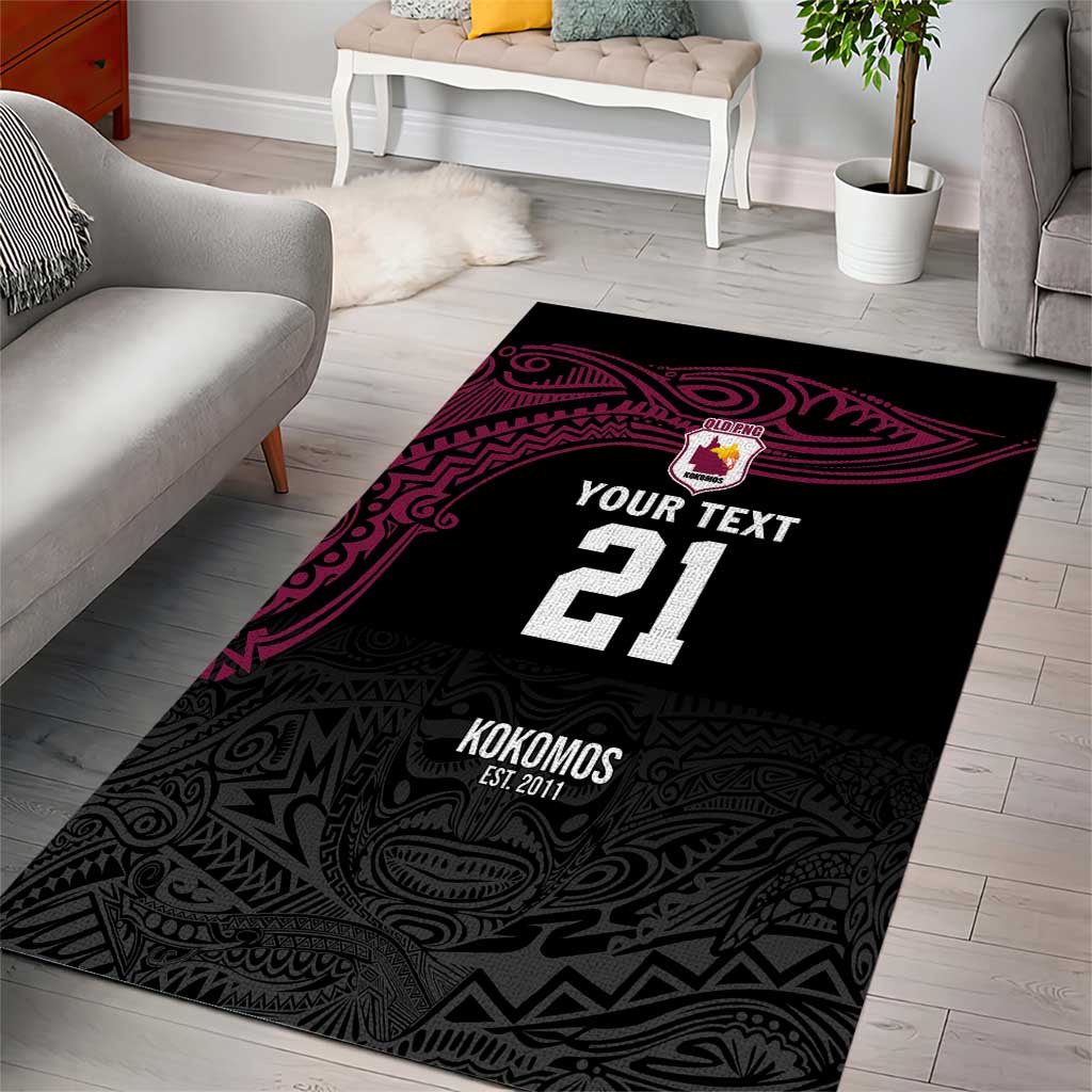Queensland Papua New Guinea Custom Area Rug All Black Pacific PNG Tribal Style LT9 - Polynesian Pride