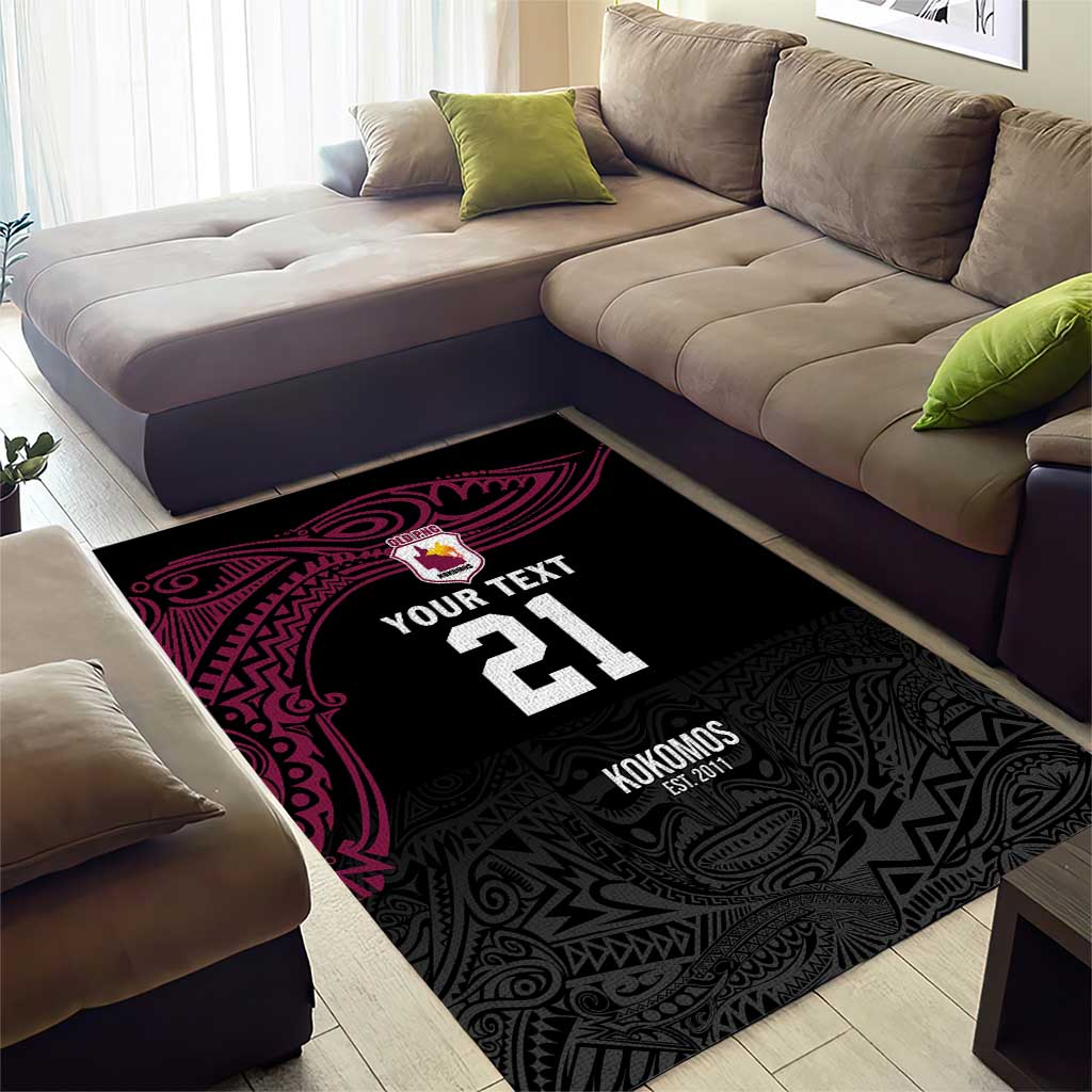Queensland Papua New Guinea Custom Area Rug All Black Pacific PNG Tribal Style LT9 - Polynesian Pride