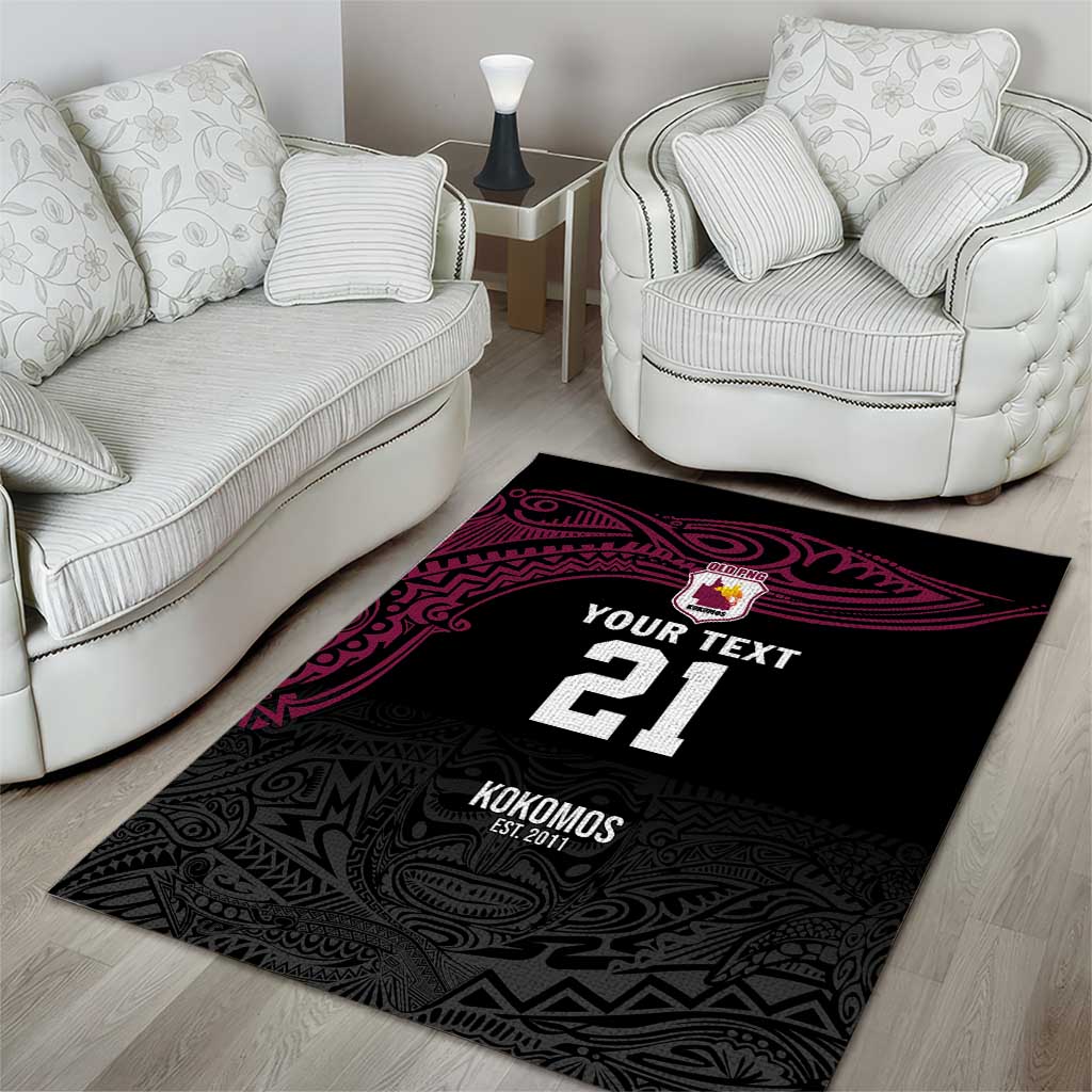 Queensland Papua New Guinea Custom Area Rug All Black Pacific PNG Tribal Style LT9 - Polynesian Pride