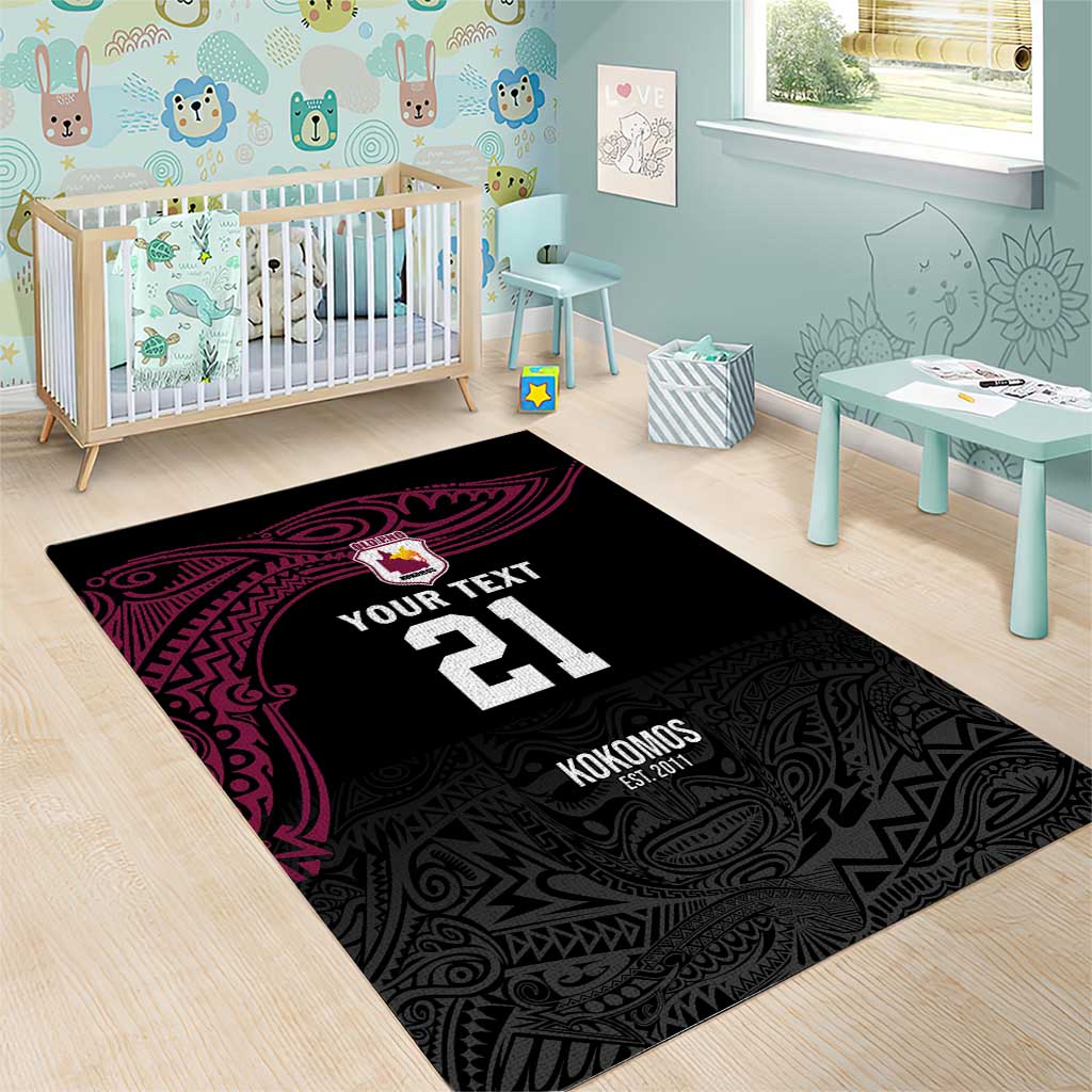 Queensland Papua New Guinea Custom Area Rug All Black Pacific PNG Tribal Style LT9 - Polynesian Pride