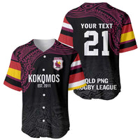 Queensland Papua New Guinea Custom Baseball Jersey All Black Pacific PNG Tribal Style