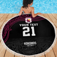 Queensland Papua New Guinea Custom Beach Blanket All Black Pacific PNG Tribal Style