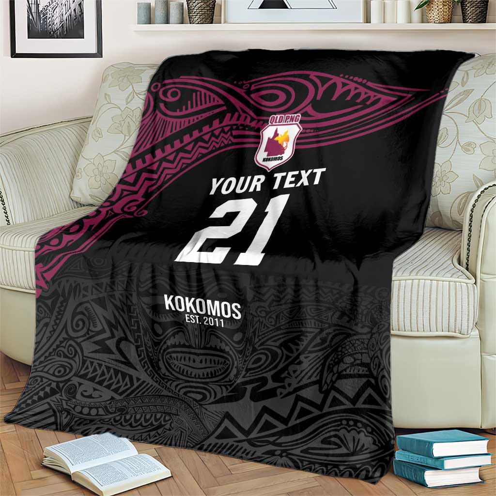 Queensland Papua New Guinea Custom Blanket All Black Pacific PNG Tribal Style