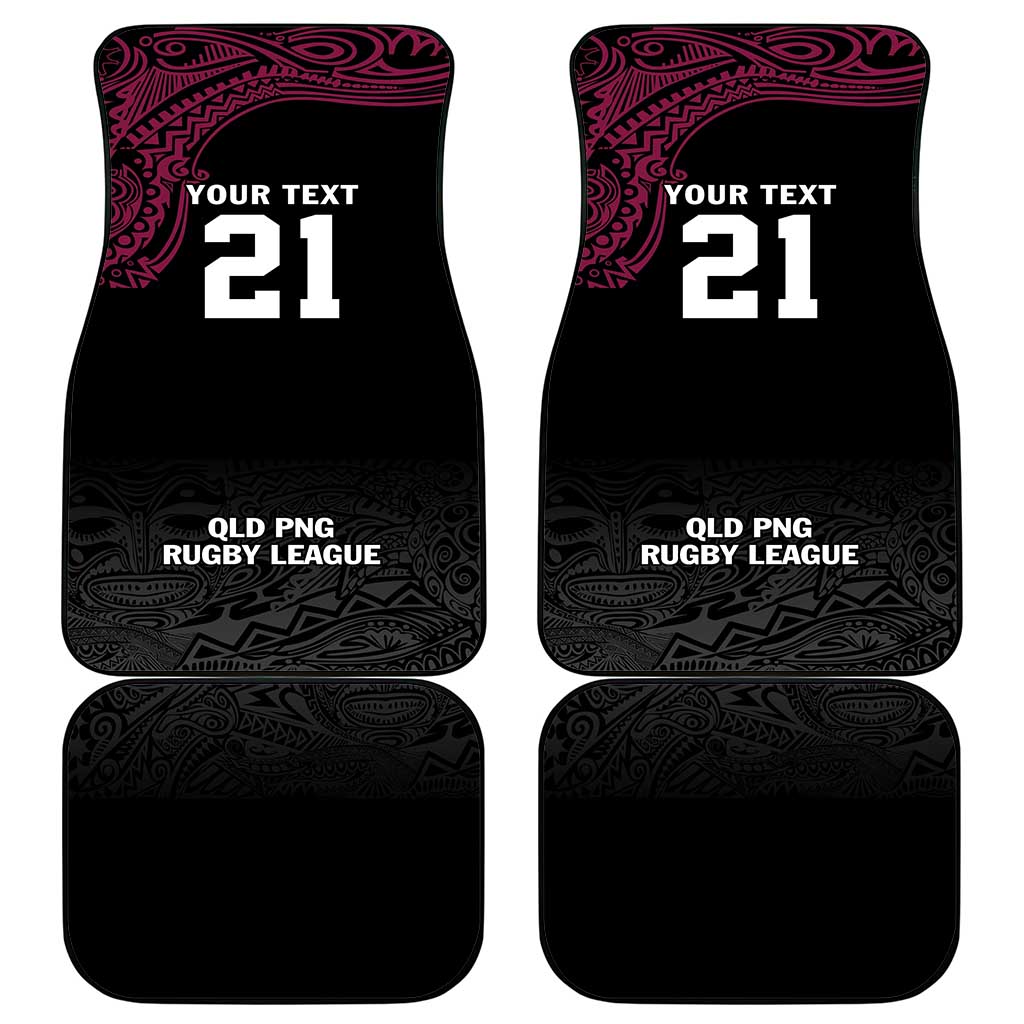 Queensland Papua New Guinea Custom Car Mats All Black Pacific PNG Tribal Style LT9 - Polynesian Pride