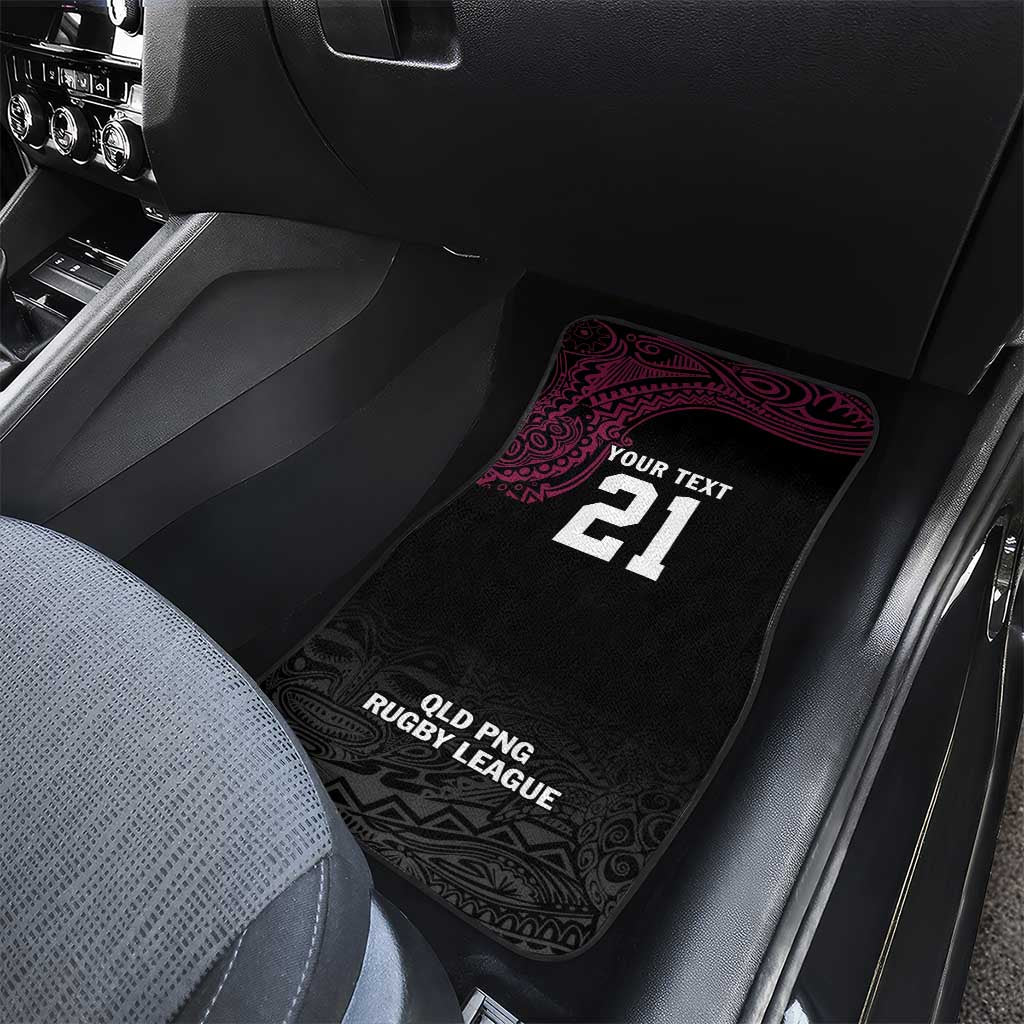 Queensland Papua New Guinea Custom Car Mats All Black Pacific PNG Tribal Style LT9 - Polynesian Pride