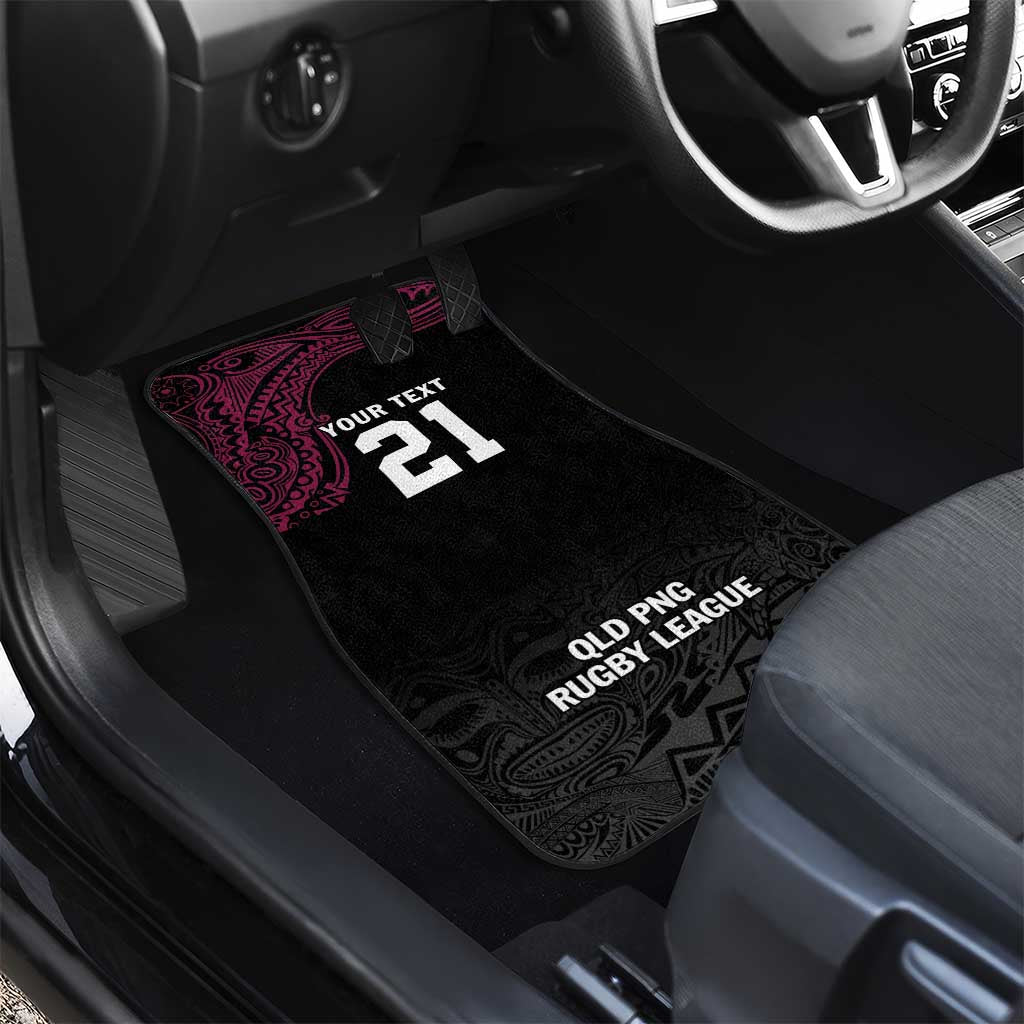 Queensland Papua New Guinea Custom Car Mats All Black Pacific PNG Tribal Style LT9 - Polynesian Pride