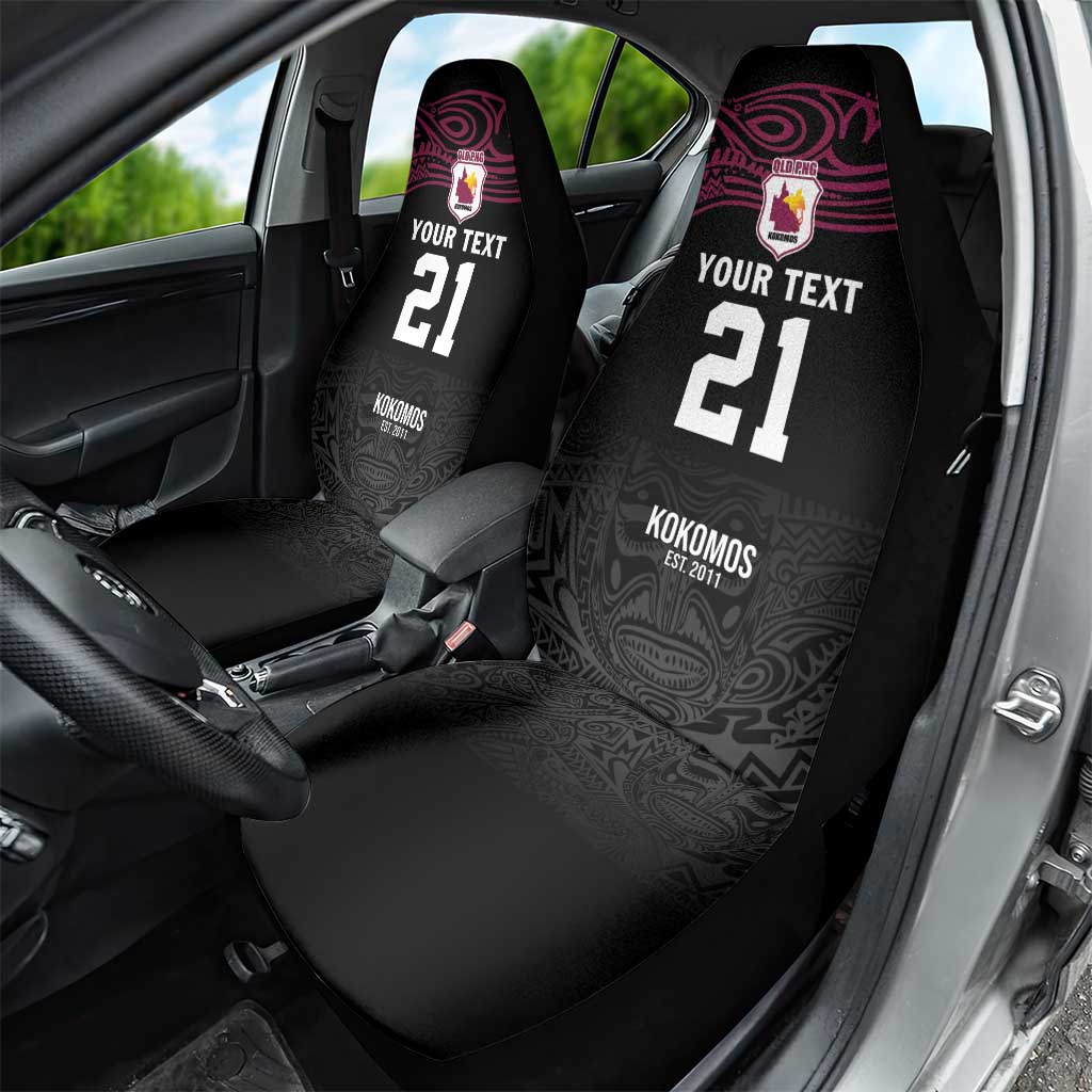 Queensland Papua New Guinea Custom Car Seat Cover All Black Pacific PNG Tribal Style LT9 - Polynesian Pride