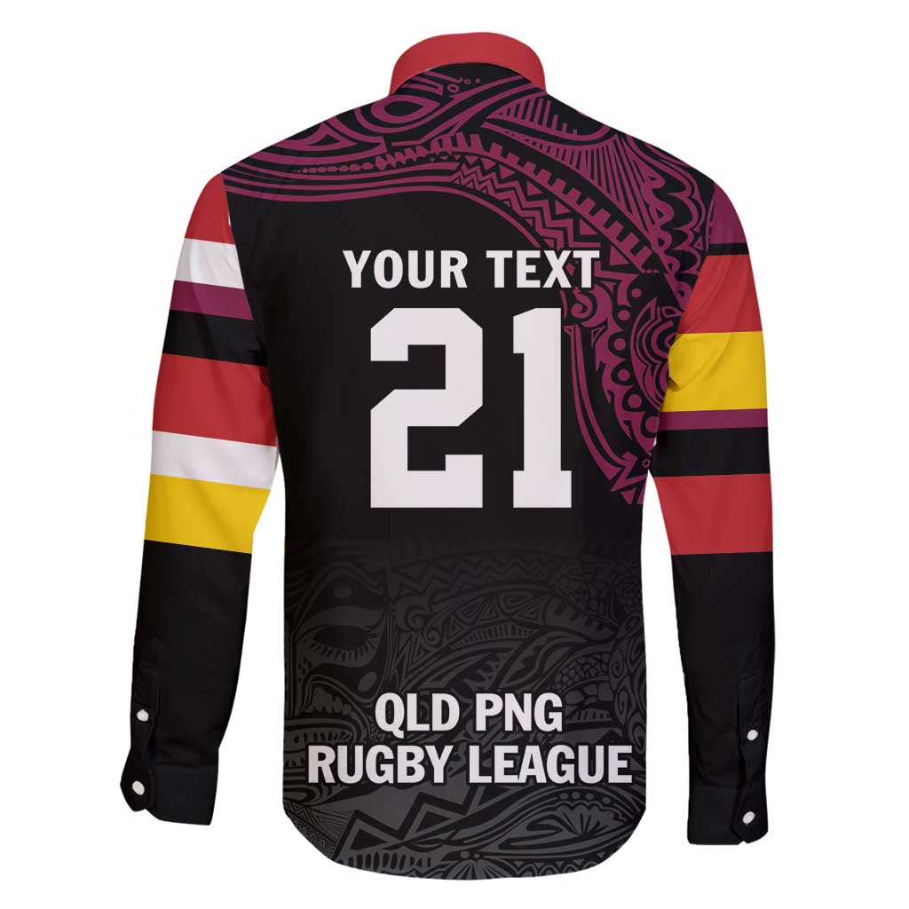 Queensland Papua New Guinea Custom Family Matching Long Sleeve Bodycon Dress and Hawaiian Shirt All Black Pacific PNG Tribal Style LT9 - Polynesian Pride