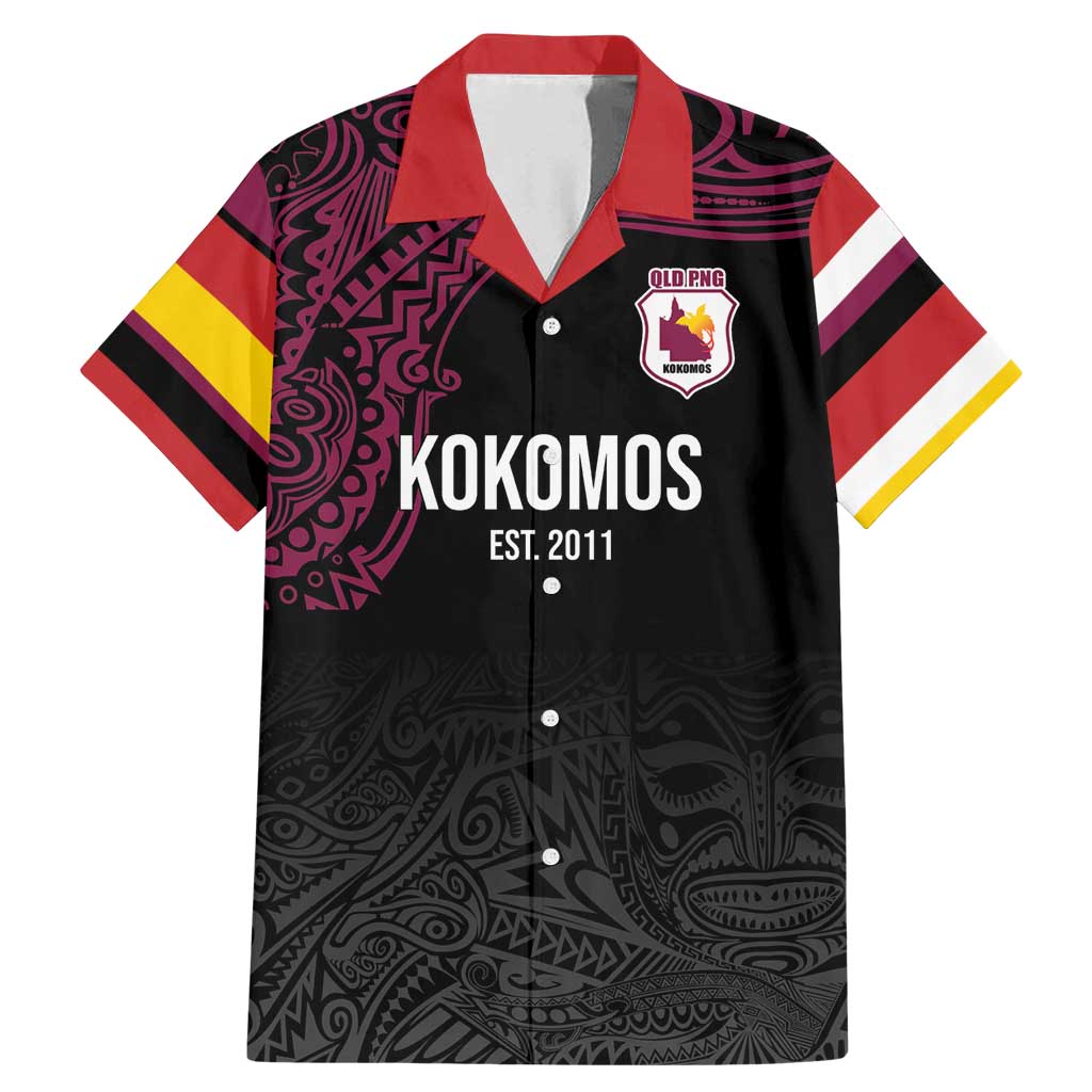 Queensland Papua New Guinea Custom Family Matching Mermaid Dress and Hawaiian Shirt All Black Pacific PNG Tribal Style