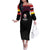 Queensland Papua New Guinea Custom Family Matching Off The Shoulder Long Sleeve Dress and Hawaiian Shirt All Black Pacific PNG Tribal Style