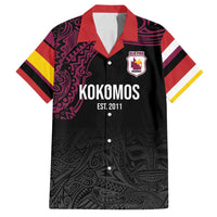 Queensland Papua New Guinea Custom Family Matching Off Shoulder Maxi Dress and Hawaiian Shirt All Black Pacific PNG Tribal Style