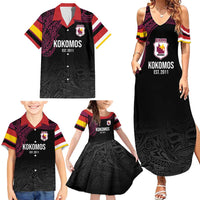 Queensland Papua New Guinea Custom Family Matching Summer Maxi Dress and Hawaiian Shirt All Black Pacific PNG Tribal Style LT9 - Polynesian Pride