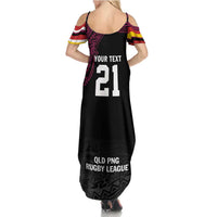 Queensland Papua New Guinea Custom Family Matching Summer Maxi Dress and Hawaiian Shirt All Black Pacific PNG Tribal Style LT9 - Polynesian Pride