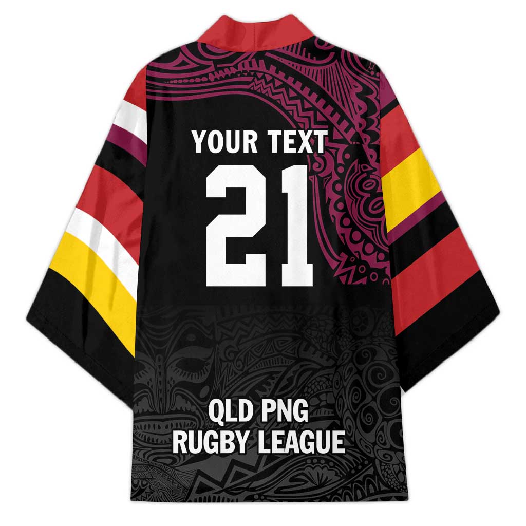Queensland Papua New Guinea Custom Kimono All Black Pacific PNG Tribal Style - Polynesian Pride