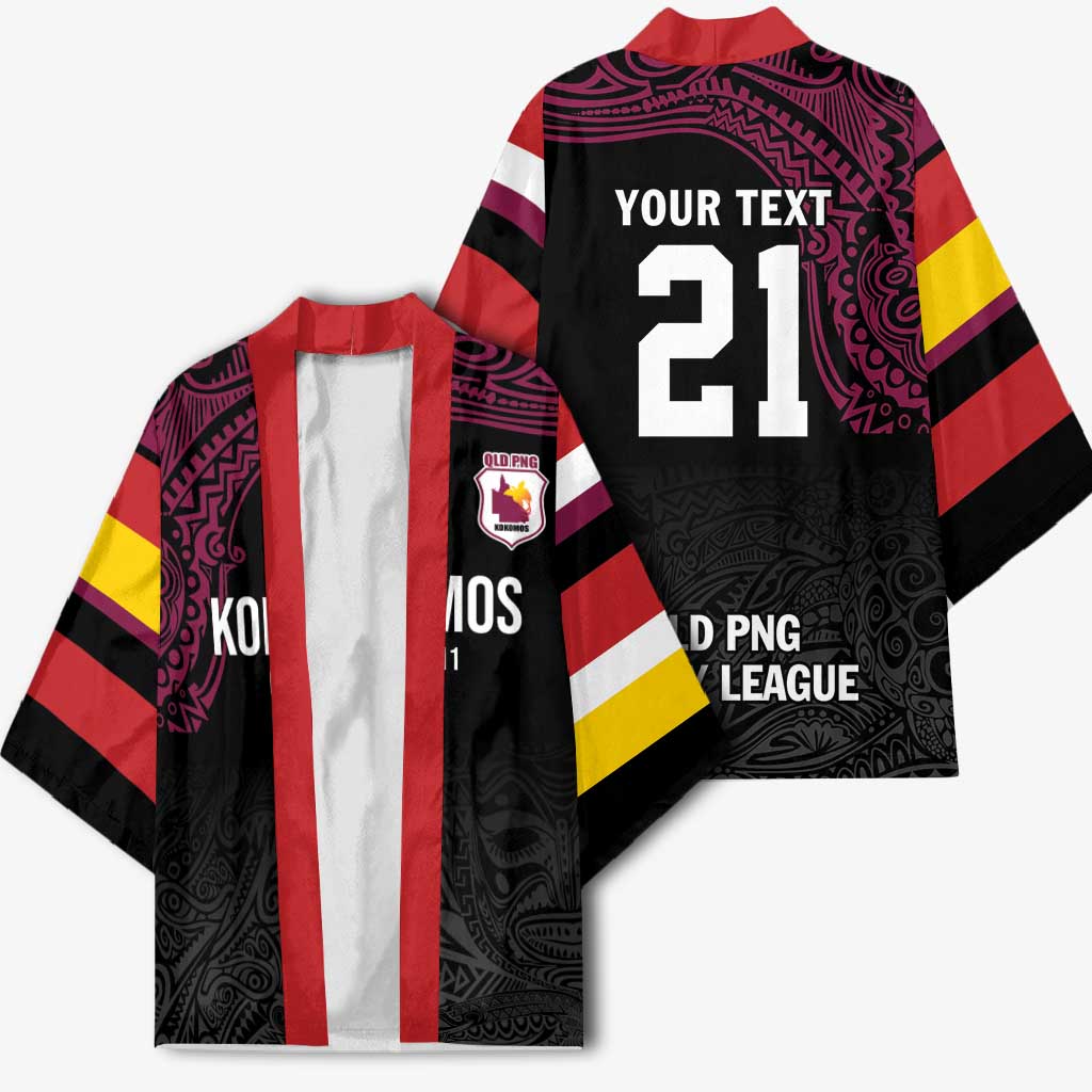 Queensland Papua New Guinea Custom Kimono All Black Pacific PNG Tribal Style - Polynesian Pride