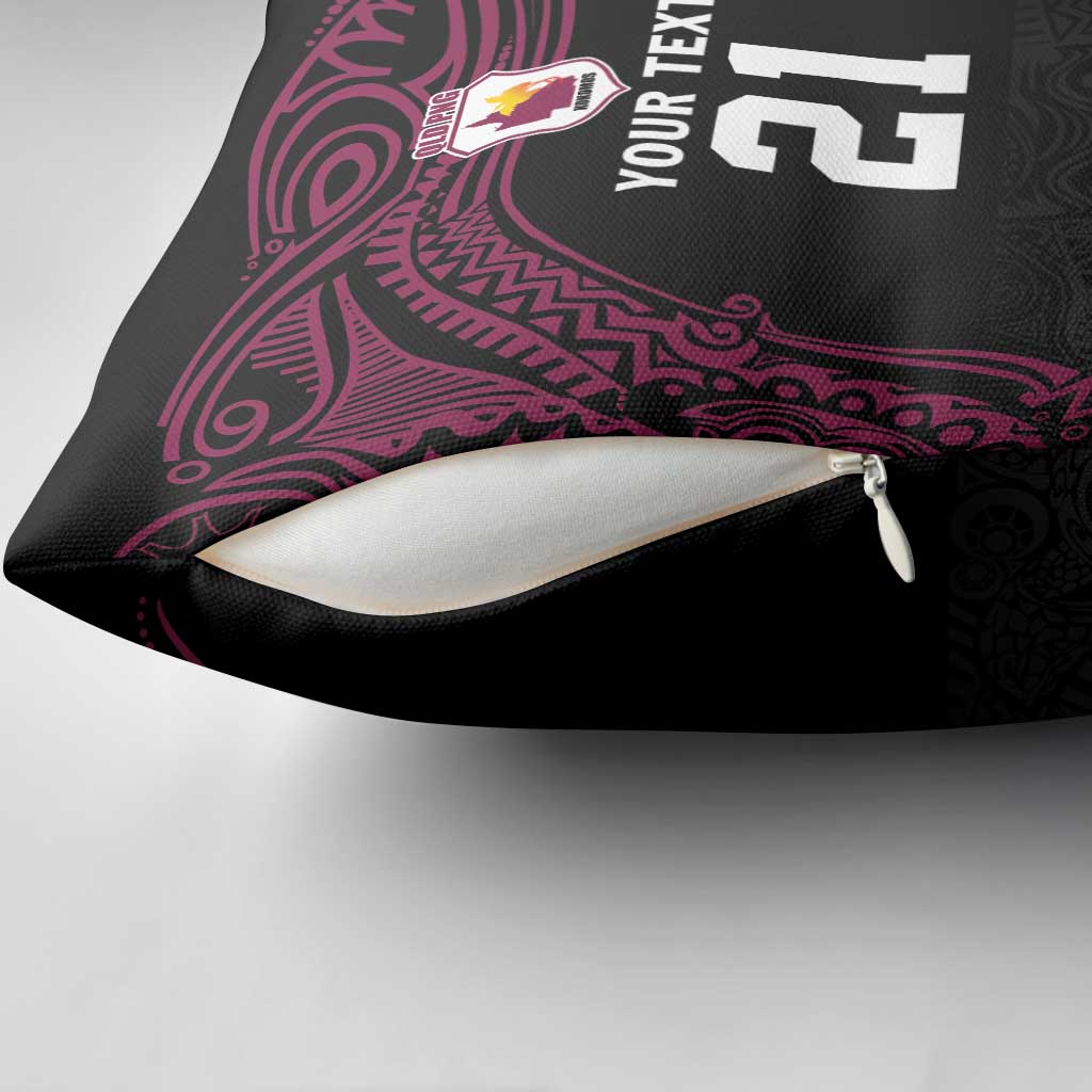 Queensland Papua New Guinea Custom Pillow Cover All Black Pacific PNG Tribal Style LT9 - Polynesian Pride