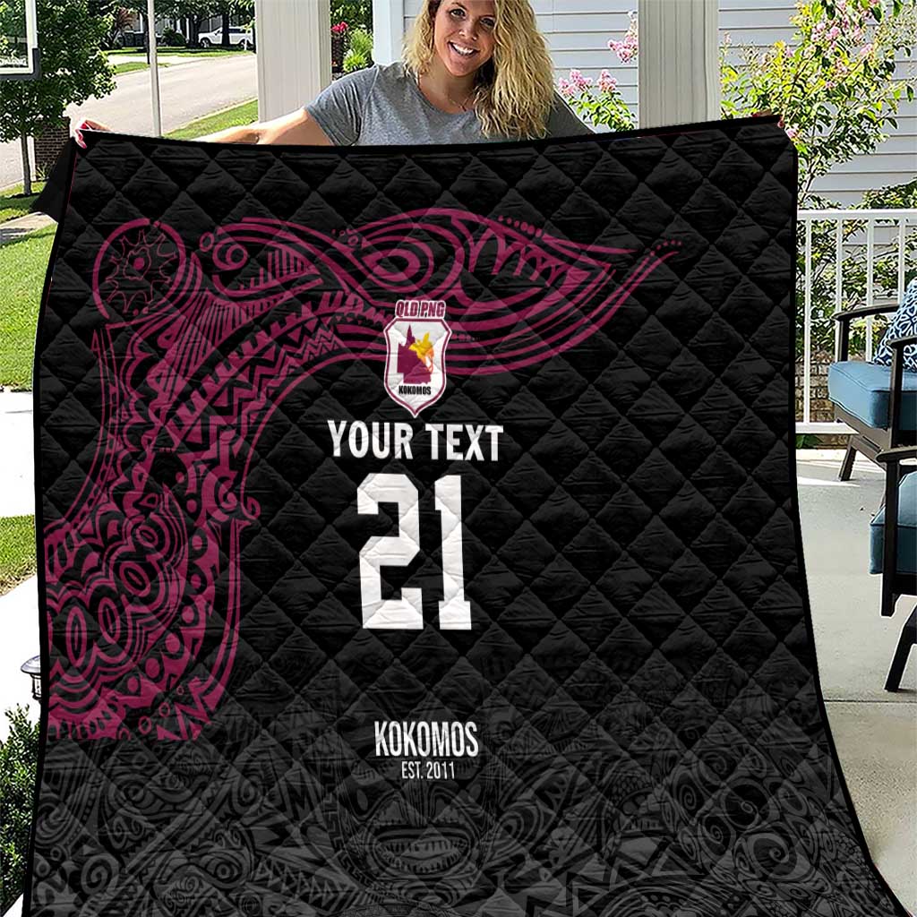 Queensland Papua New Guinea Custom Quilt All Black Pacific PNG Tribal Style