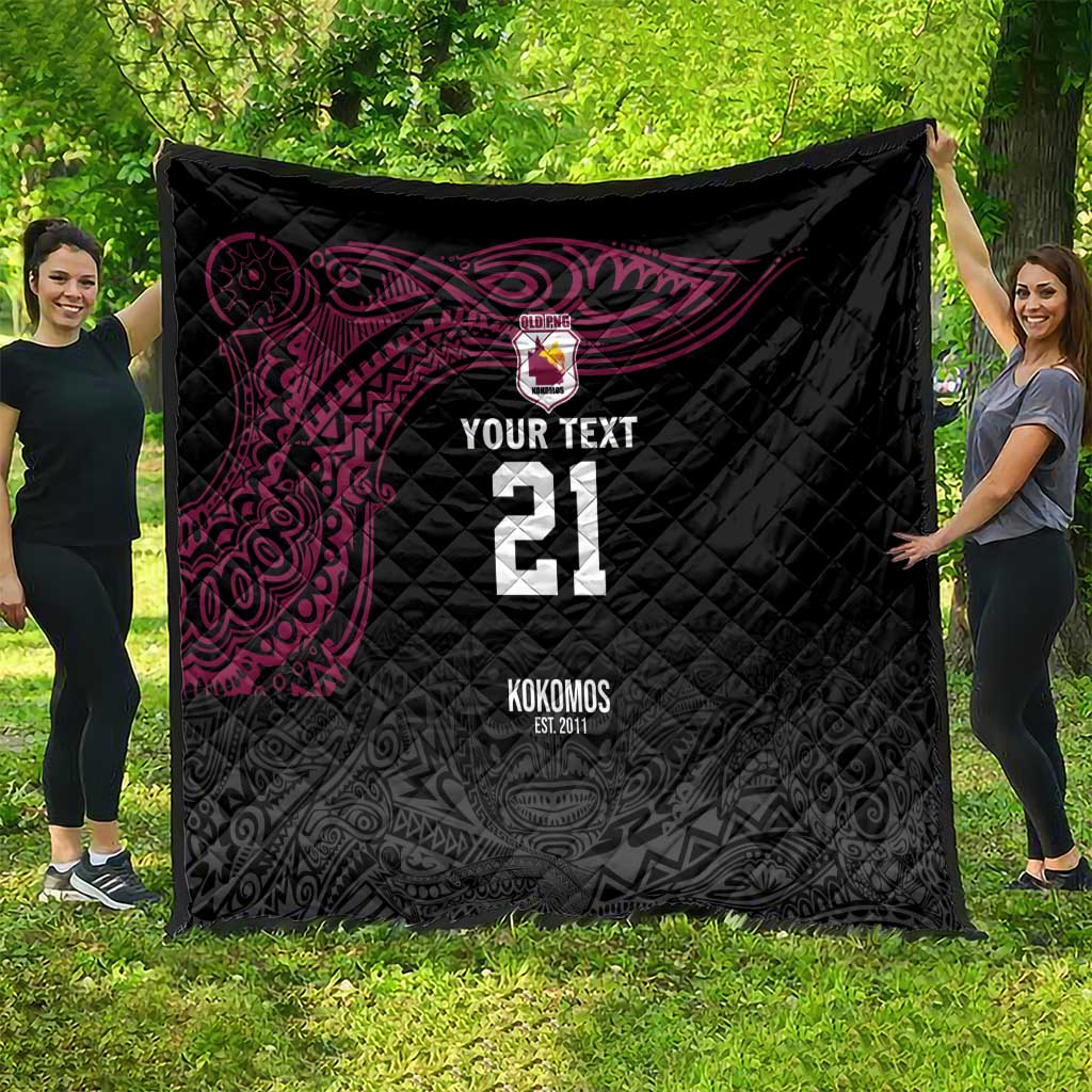 Queensland Papua New Guinea Custom Quilt All Black Pacific PNG Tribal Style