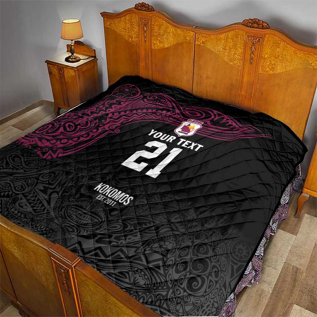 Queensland Papua New Guinea Custom Quilt All Black Pacific PNG Tribal Style