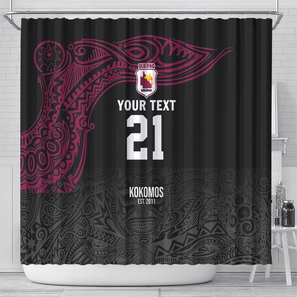 Queensland Papua New Guinea Custom Shower Curtain All Black Pacific PNG Tribal Style