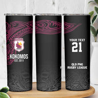 Queensland Papua New Guinea Custom Skinny Tumbler All Black Pacific PNG Tribal Style LT9 - Polynesian Pride