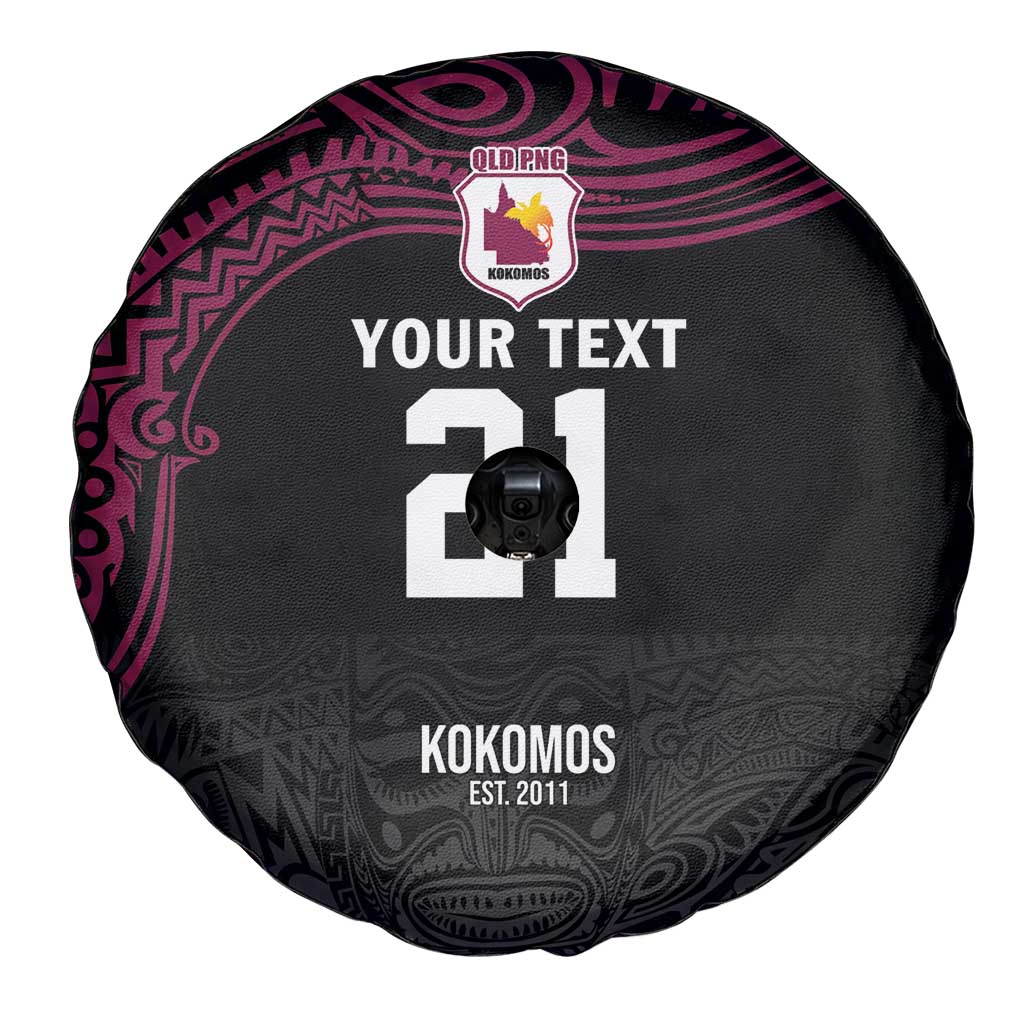 Queensland Papua New Guinea Custom Spare Tire Cover All Black Pacific PNG Tribal Style