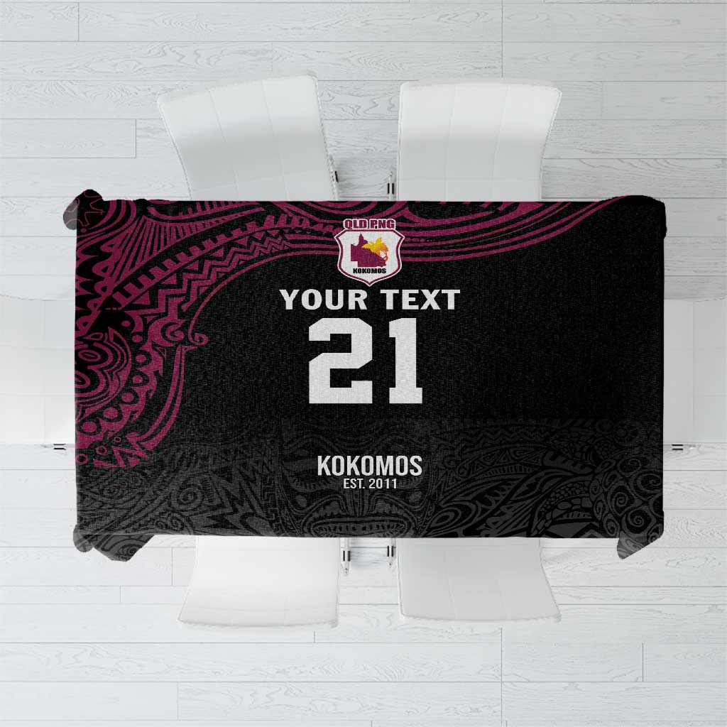 Queensland Papua New Guinea Custom Tablecloth All Black Pacific PNG Tribal Style