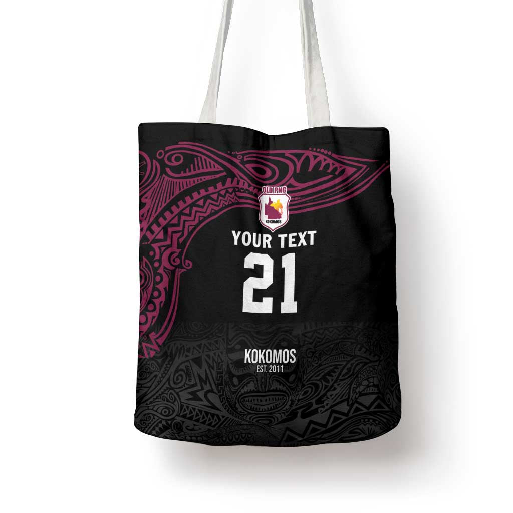 Queensland Papua New Guinea Custom Tote Bag All Black Pacific PNG Tribal Style LT9 - Polynesian Pride