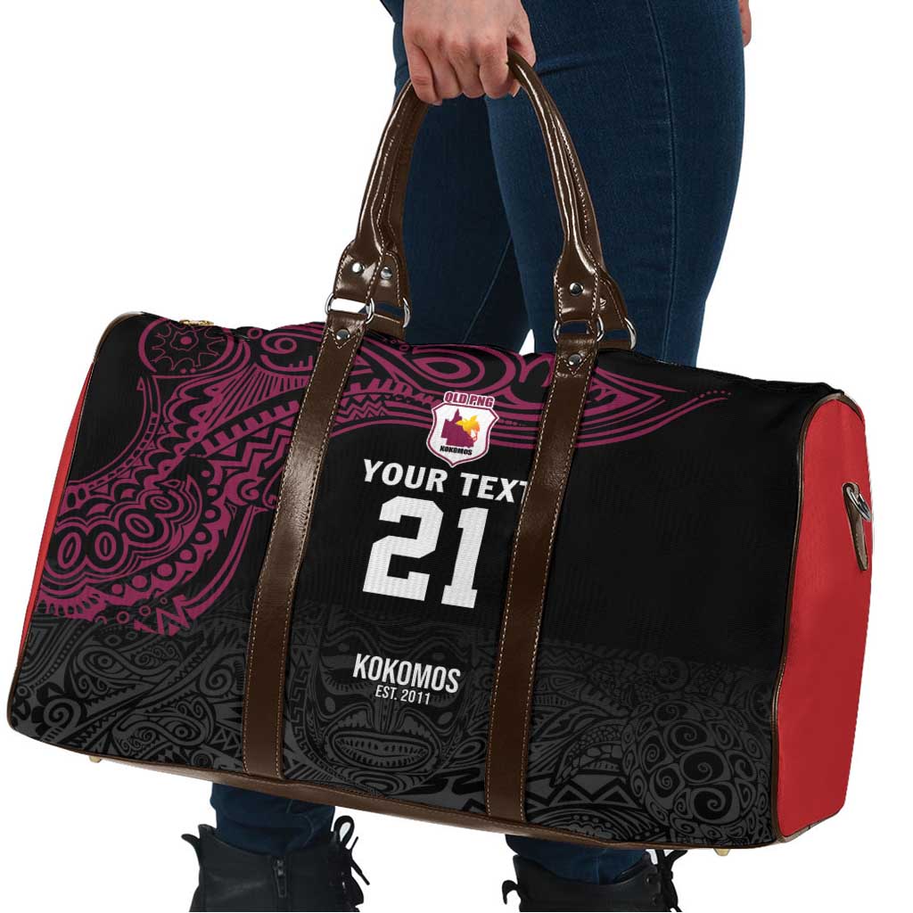 Queensland Papua New Guinea Custom Travel Bag All Black Pacific PNG Tribal Style LT9 - Polynesian Pride