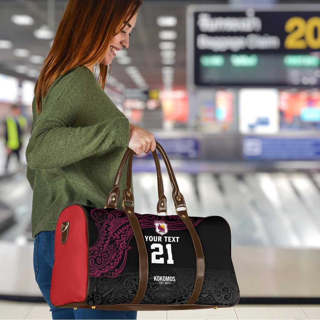 Queensland Papua New Guinea Custom Travel Bag All Black Pacific PNG Tribal Style LT9 - Polynesian Pride