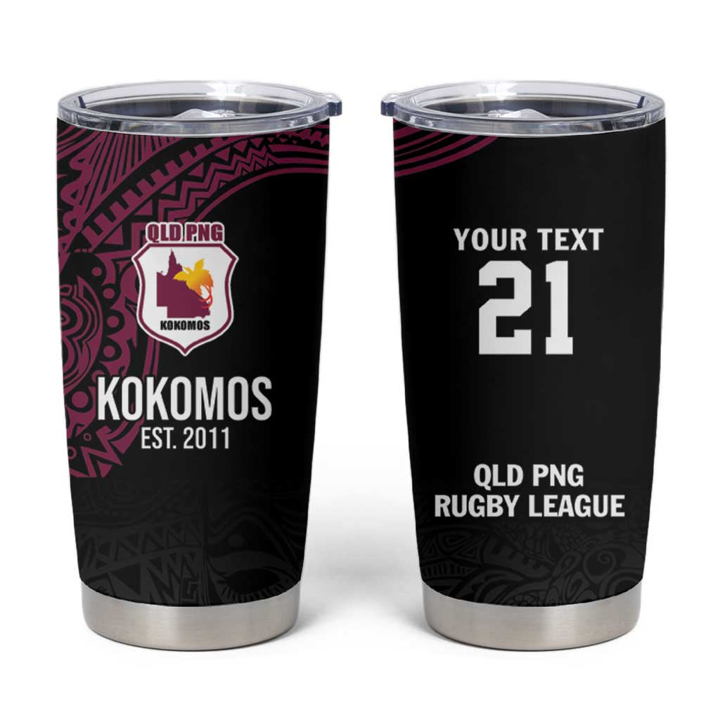 Queensland Papua New Guinea Custom Tumbler Cup All Black Pacific PNG Tribal Style LT9 Black - Polynesian Pride