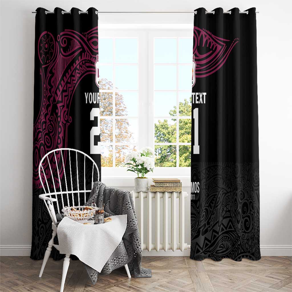 Queensland Papua New Guinea Custom Window Curtain All Black Pacific PNG Tribal Style