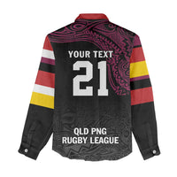 Queensland Papua New Guinea Custom Women Casual Shirt All Black Pacific PNG Tribal Style